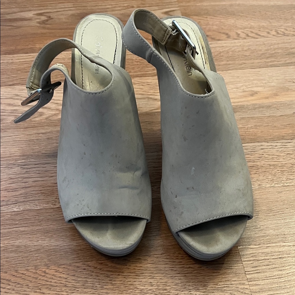 Calvin Klein Women's Taupe Slingback Mules